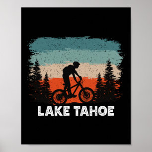 Poster Ciclismo de Montanha em Lake Tahoe Pôr do Sol Retr