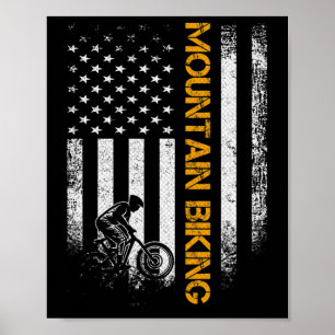 Poster Ciclismo de Montanha Usa Vintage Bandeira American
