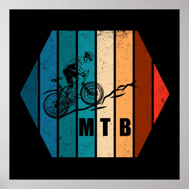 Poster Ciclismo de Montanha Vintage Downhill MTB (Frente)