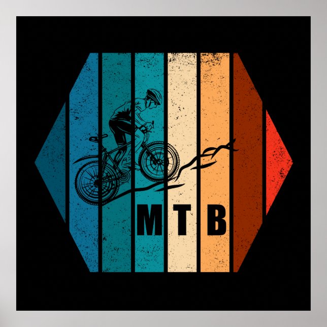 Poster Ciclismo de Montanha Vintage Downhill MTB (Frente)