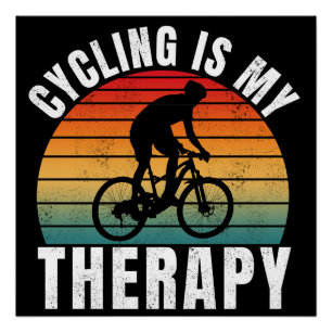 Póster Ciclismo é minha terapia Tipografia Vintage Engraç