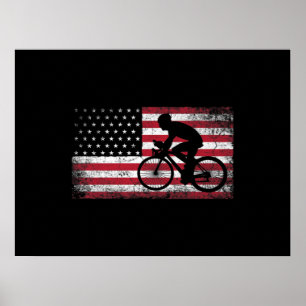 Poster Ciclista Bicicleta Americana Bandeira 4 de julho