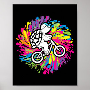 Poster Ciclista de Mtb Tartaruga Amante de Ciclismo de Mo