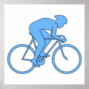 Póster Ciclista em uma raça. Azul