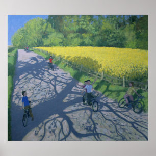 Poster Ciclistas e campo amarelo Kedleston Derby