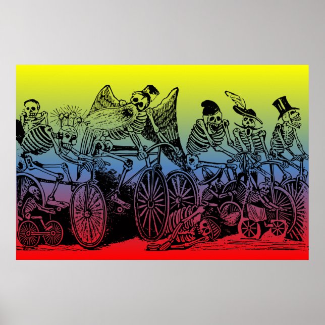 Póster Ciclistas esqueletos por José Guadalupe Posada (Frente)