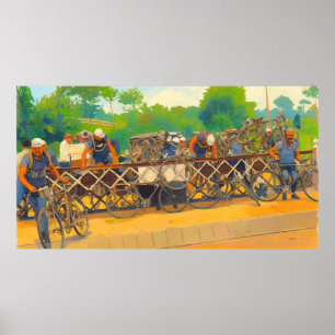 Poster Ciclistas Não Podem Esperar Na Travessia De Estrad