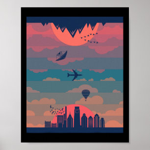 Poster Ciclo de Nascer e Pôr do Sol do Dia e da Noite Ter