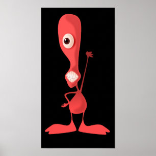 Poster Ciclope Rosa De Um Olho Monstro Bonito Onda