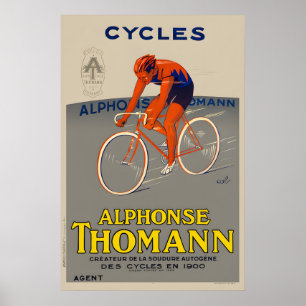 Poster Ciclos Alphonse Thomann Cartaz de Bicicleta