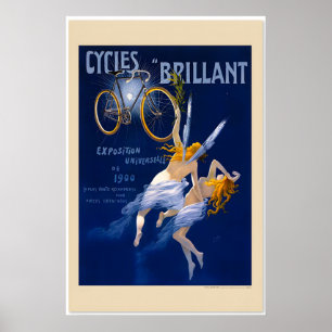 Poster Ciclos Brilhantes 1900 Bicicleta Antiga Arte Nova