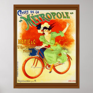 Póster Ciclos de la Metropole Vintage Bicicleta Francesa
