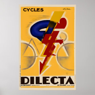 Poster Ciclos Dilecta Vintage Art Deco Cartaz de Biciclet