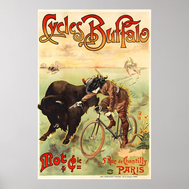 Poster Ciclos Pôster de Bicicleta Vintage Buffalo (Frente)