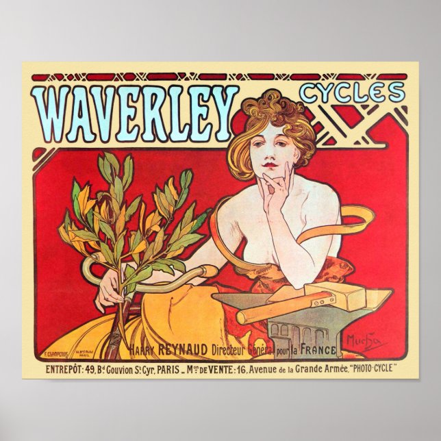 Poster Ciclos Waverley, Mucha (Frente)