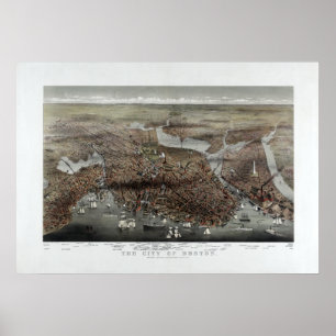 Póster Cidade 1873 de Boston, opinião panorâmico de olh