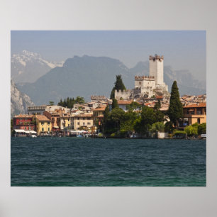Poster Cidade à beira do lago, Malcesine, Província de Ve