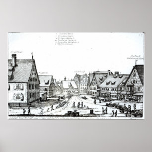 Póster Cidade alemão do mercado, 1704