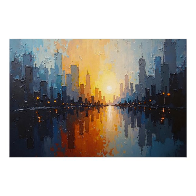 Póster Cidade ao pôr do sol (Frente)