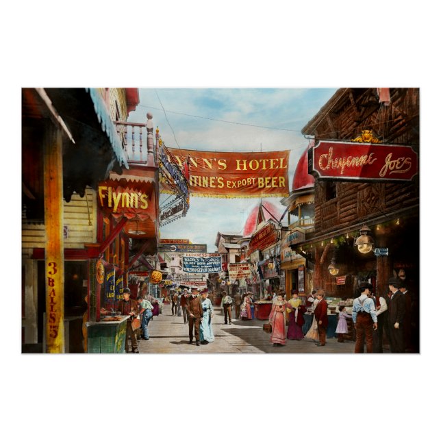 Póster Cidade - Coney Island NY - Bowery Beer 1903 (Frente)