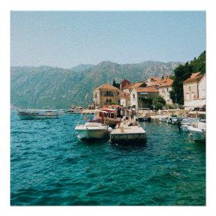 Póster Cidade costeira de Perast, Montenegro