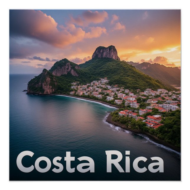 Póster Cidade Costeira Tropical da Costa Rica (Frente)