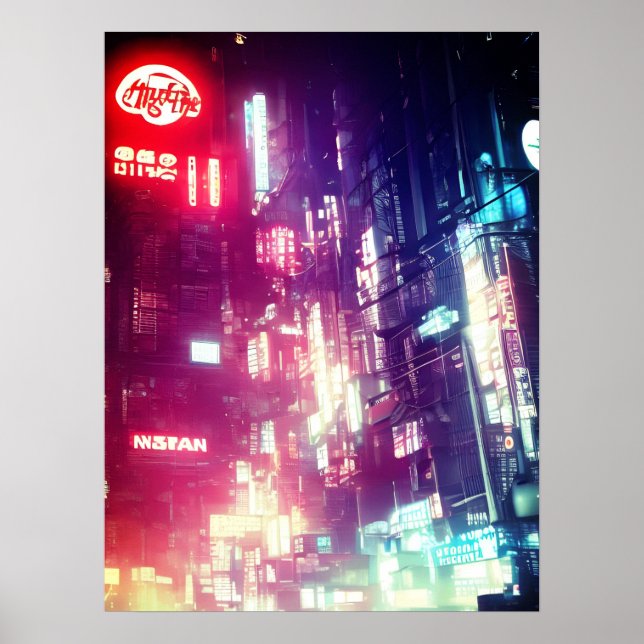 Poster Cidade Cyberpunk distópica (Frente)