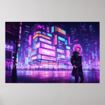 Cidade Cyberpunk Neon Pink
