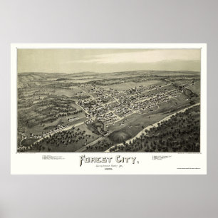 Póster Cidade da floresta, mapa panorâmico do PA - 1889