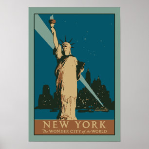 Poster Cidade da maravilha de New York do art deco do