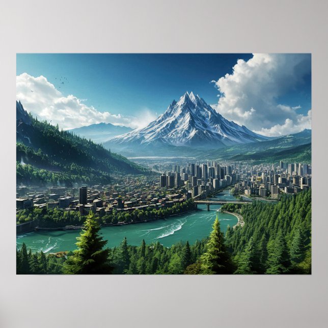 Poster Cidade da Montanha Nebulosa (Frente)