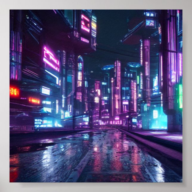 Poster Cidade da paisagem cibernética (Frente)