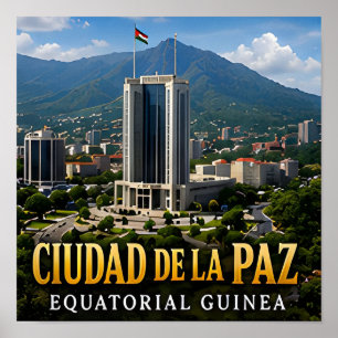 Poster Cidade da Paz Guiné Equatorial Viagem Lembrança