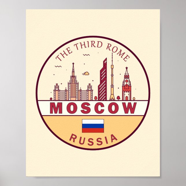 Poster Cidade da Rússia - Skyline Emblem (Frente)