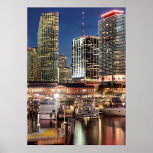Póster Cidade da skyline de Miami em Florida