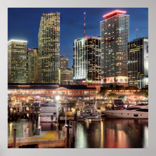 Póster Cidade da skyline de Miami em Florida
