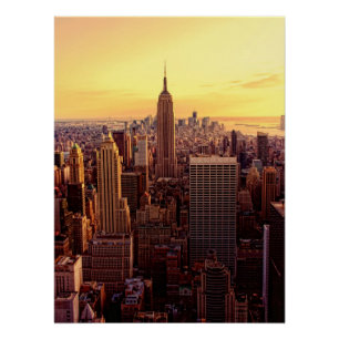 Póster Cidade da skyline de New York com estado do