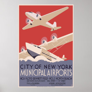 Póster Cidade de aeroportos do Municipal de New York