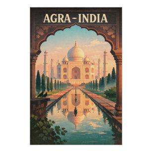 Póster Cidade de Agra, Índia, viagem retro 2026