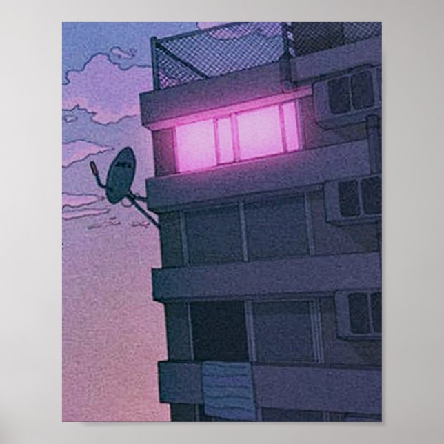 Poster cidade de animação estética lofi (Frente)