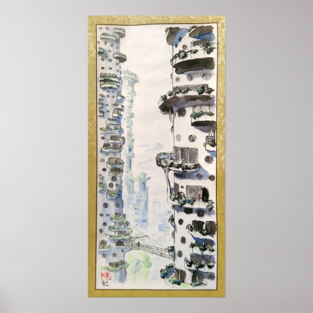 Poster Cidade de Árvore Moderna (Frente)