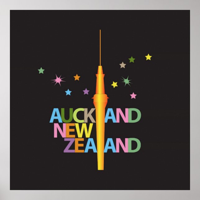 Póster Cidade de Auckland Nova Zelândia (Frente)