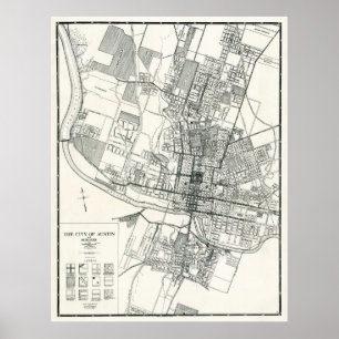 PÓSTER CIDADE DE AUSTIN, TEXAS MAP 1925