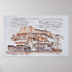 Póster Cidade de Bonifacio  Córsega, França