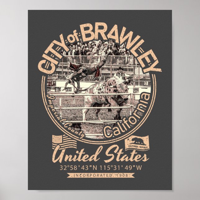 POSTER CIDADE DE BRAWLEY CALIFÓRNIA - RODEO DE CHAMADA DE (Frente)