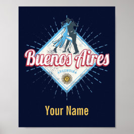 Poster Cidade de Buenos Aires Argentina Retro Tango Vinta