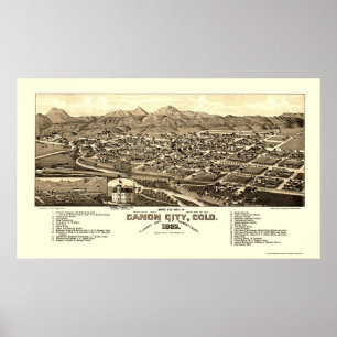 Poster Cidade de Canon, mapa panorâmico do CO - 1882