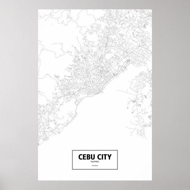 Póster Cidade de Cebu, Filipinas (preto no branco) (Frente)