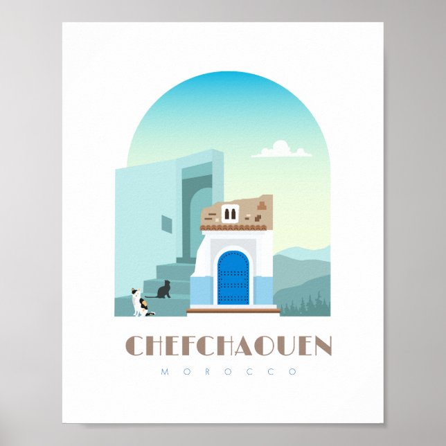Poster Cidade de Chefchaouen morocco Skyline (Frente)