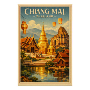 Póster Cidade de Chiang Mai no norte da Tailândia viagem
